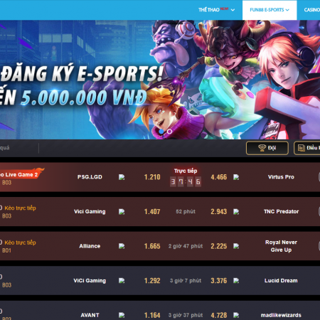 Cá cược eSport Fun88, cá cược thể thao điện tử uy tín