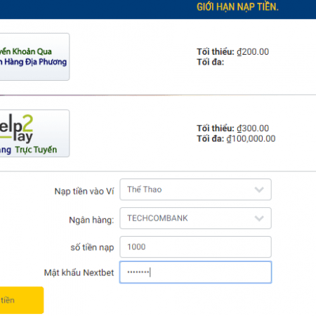 Hướng dẫn nạp tiền Nextbet nhanh chóng an toàn nhất